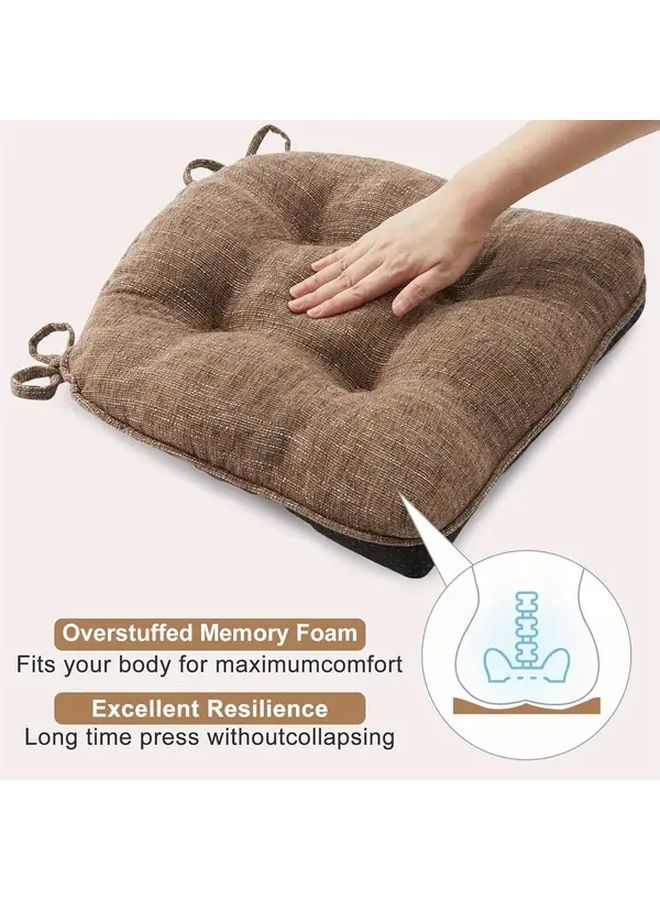Brown Art Deco Style Anti Slip Memory Foam Dining Chair Cushion With Lead Strap - Image 3